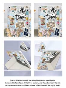 Travel, Map, Airplane, Car, Road Sign Case Compatible With Air 4/5 10.9 Inch, 7/8/9th 10.2 Inch, Built-In Pencil Slot Compatible With Samsung Tab S6 10.4 Inch, Tab A7 Lite 8.7 Inch, Ins Style Leather Case, Back To School, Valentine's Day, New Year Gift - Multicolor - View 8