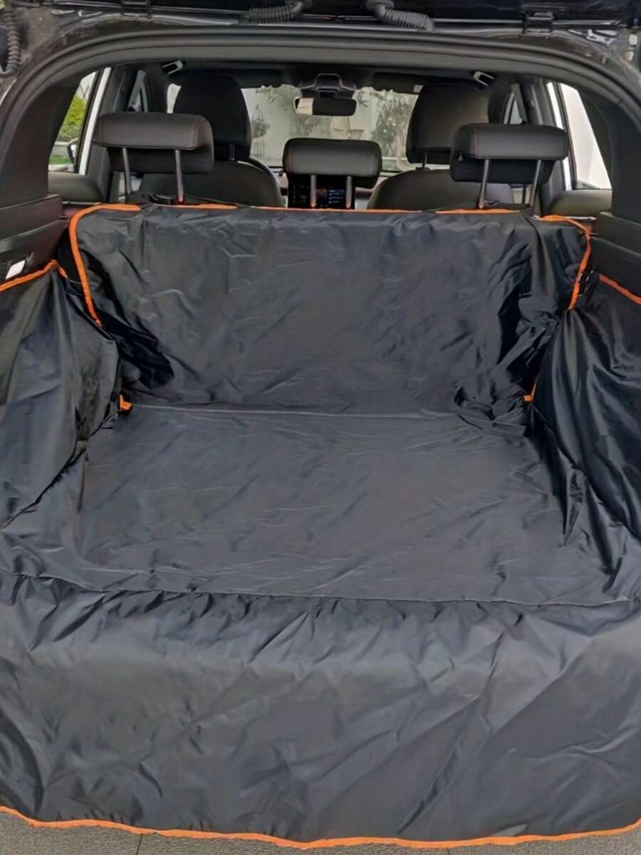 1pc Pink/Pink Waterproof Oxford Cloth Car Trunk Pet Mat, Anti-Dust Anti-Hair Loss, Universal SUV Trunk Cargo Liner, Durable Rear Seat Dog Seat Cover - Black - View 1