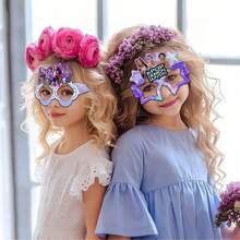 1 Set/8pcs Girls' Group Theme Paper Glasses, Birthday Party Photo Props [Party] Specialty Glasses, New Year Gift, Valentine's Day Gift, Easter Gift - Multicolor - View 2