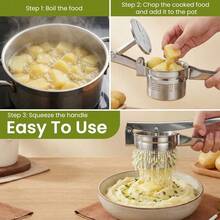 Shoze Heavy Duty Stainless Steel Potato Masher Press With Fixed Disc Large Capacity For Fluffy Mashed Potatoes Fruit Puree Dishwasher  Kitchen Tool Silver - 銀色 - 查看 6