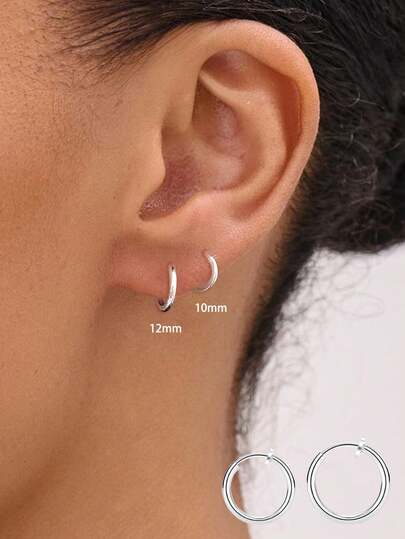 1只925纯银极简主义耳环，女士款，适合睡觉时佩戴，无需摘下，装饰饰品