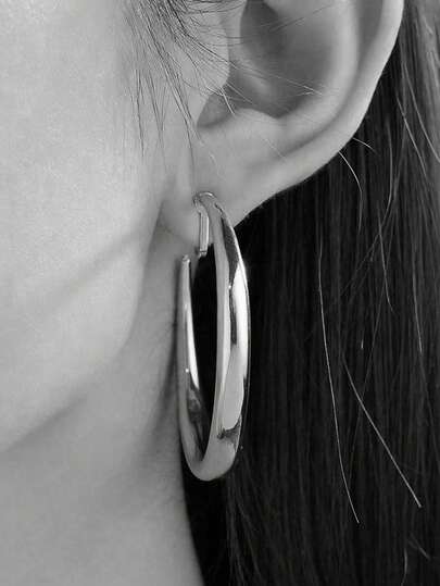 1 par de pendientes de clip metálicos redondos minimalistas y de moda (para orejas sin perforar)