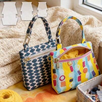 1片透明PET材质缝纫模板，适用于手提包和钱包制作 - 预折叠纸样，带直边导向 - 适合初学者和专家，设计简洁，材质耐用，是手工爱好者必备的DIY包袋制作工具