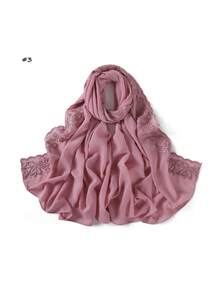 1件装女士蝴蝶花朵刺绣雪纺头巾，柔软透气，用途广泛，穆斯林防晒头巾，简约百搭，适合日常佩戴，四季皆宜。 - 多色-蝴蝶花朵繡花 - 查看 13