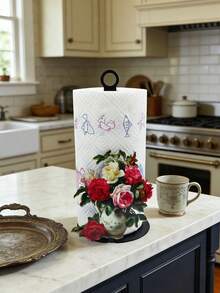 Elegant Rose Pattern Napkin Holder - Essential For Weddings, Parties And Banquets | Decorative Kitchen Storage Rack With Hanging Ring, Sturdy Base, Ideal For Holiday Events And Daily Kitchen Decor - Multicolor - View 5