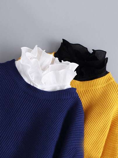 Women's Ruffled High Collar Shirt Collar, Detachable Shirt Style False Collar, Versatile Accessory Suitable For Autumn/Winter Clothing