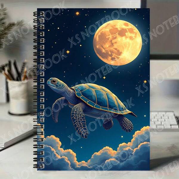 1 pieza Cuaderno de espiral con diseño de tortuga marina y cielo estrellado soñador, cubierta bellamente diseñada, ideal para registrar su trabajo, estudio y vida. Ya sea para la escuela, la planificación diaria, el diario o como regalo de graduación/cumpleaños, este cuaderno hará que cada experiencia de escritura sea romántica y sorprendente.