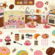Children's Realistic Coffee Machine Toy Set, Montessori Kitchen Role Play Afternoon Tea Party Toy, With DIY Desserts And Snacks, Simulated Espresso Machine, Cups, Cakes And Tableware Accessories, Educational Toy For Boys And Girls, Interactive Coffee Shop Game, Develops Hands-On Ability And Imagination - Multicolor - View 10