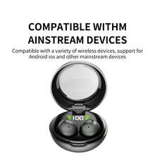 超紧凑隐形迷你无线耳塞 - 时尚黑色、无眩光设计、隐形耳机、无线连接、触摸控制、带 USB-C 充电盒 - 适合睡眠，男女通用 - 彩色 - 查看 10