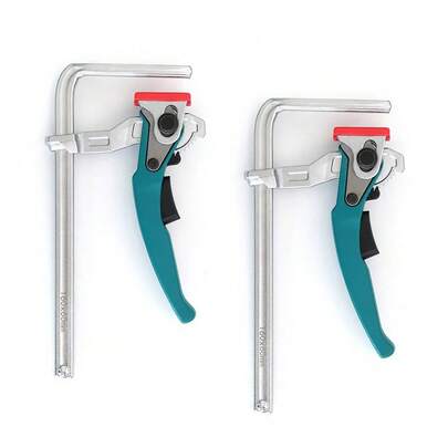 2pcs Heavy Duty Ratcheting Bench Clamps With Quick Release Mechanism And Ergonomic Handle - 160x60mm Large Workbench Clamps, Suitable For MFT Workbench, Saws, Routers
