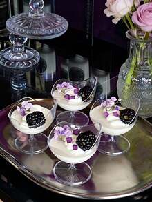 50 ml/1,76 oz Coupes à dessert en plastique avec pieds, convenant aux mousses, desserts, crèmes, gelées, tiramisu. Plus épaisses et durables, portables, design créatif avec base stable. Utilisables dans les restaurants, cafés, boulangeries, boutiques de desserts, à emporter et pour les fêtes - Multicolore - Voir 7