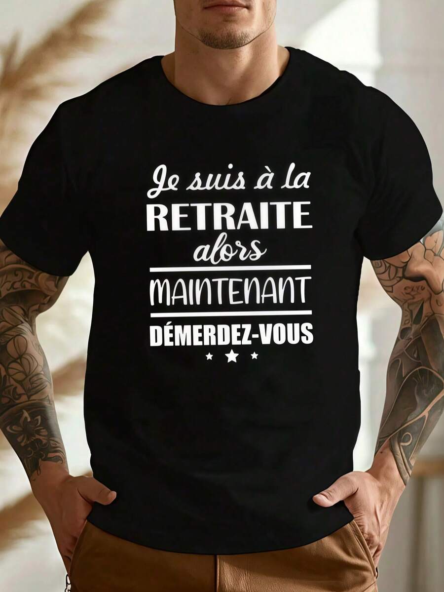 Funny French Crinkle Plus Size Men's T-Shirt, PLUS SIZE - Black - View 1