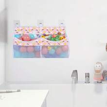 Hộp đựng đồ chơi tắm nằm ngang 2 ngăn, giá đỡ có thể mở với túi bên hông để đựng các sản phẩm tắm, lưới giúp dễ dàng lấy, cất giữ và sắp xếp đồ chơi tắm gọn gàng. - Hồng - Mặt Trời Nhỏ - Xem 8