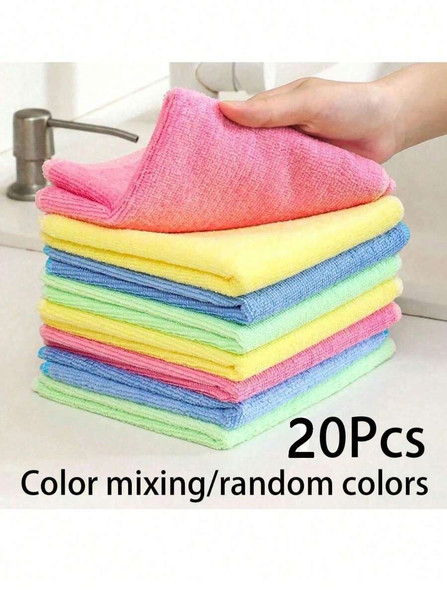 20pcs Soft Quick-Dry Absorbent Sponge Cloth Set, Suitable For Kitchen, Bathroom, Home Cleaning - Multicolor - View 1