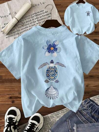 1pc Tween Girls' Printed Short Sleeve T-Shirt, Student Young Casual Wear, Summer Top For Girls Ready To Play