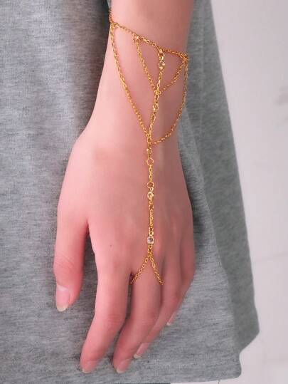 1件装多功能水钻装饰手链，简约金属链环手链，时尚日常配饰，女士必备