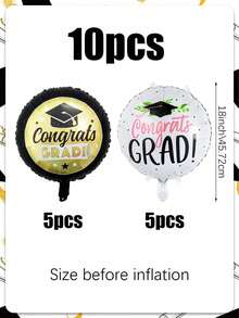 10pcs Graduation Decoration Balloon Set, Includes 18-Inch Graduation Congratulations Round Balloons, Suitable For Graduation Party Decor, Graduation Celebration, 2026 Graduation Atmosphere Decoration - Multicolor - View 7
