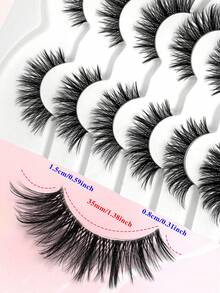 ENCHUW 7 Pairs Clear Band Faux Mink Lashes Volume Natural Long Fluffy Soft Wispy False Eyelashes Reusable Eyelashes Makeup - Black - View 2