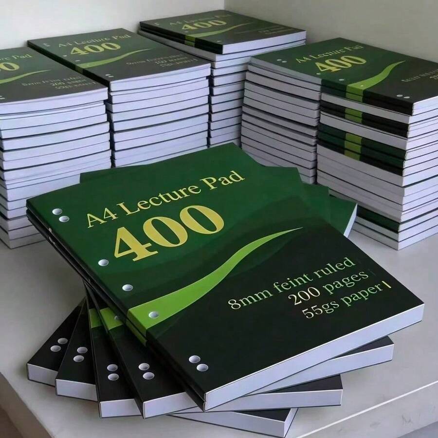 A4加厚400页薄脆笔记本，学生/考试用，横线，备忘录 - 彩色 - 查看 1