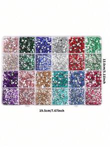Bộ 24 viên đá đính móng giả đáy phẳng hỗn hợp, bộ dụng cụ thiết kế móng tay, đá đính 3D phong cách Y2K, đá đính nhiều màu sắc kết cấu hỗn hợp, đá đính đáy phẳng nhiều màu sắc ma thuật, 3000 màu đá đính đáy phẳng trong suốt (kèm bút chấm và nhíp), dùng để trang trí móng tay, làm trang sức thủ công, trang trí móng tay sáng tạo, phụ kiện móng tay thời trang, phù hợp cho các chuyên gia làm đẹp và những người đam mê tự làm! - A - Xem 5