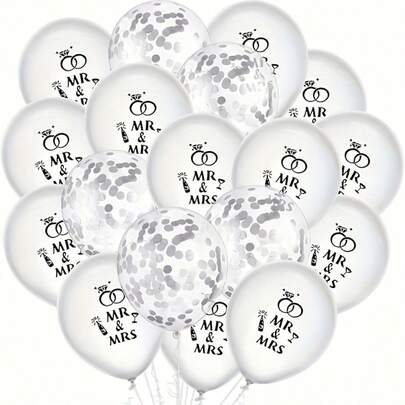Bộ 21 bóng bay trang trí đám cưới "Cô dâu và Bà" - Bóng bay in chữ "Cô dâu và Bà" kích thước 10 inch và bóng bay kim tuyến bạc, thích hợp cho tiệc đính hôn, đám cưới, quà tặng cô dâu, sinh nhật, kỷ niệm, trang trí phông nền chụp ảnh cưới.