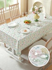 1 buah Taplak Meja Motif Bunga Tahan Air & Noda, Dekorasi Rumbai yang Lucu & Segar, Cocok untuk Festival, Pesta, Ulang Tahun, Makan Sehari-hari, Dekorasi Dapur & Ruang Makan, Semua Musim - Tunas Hijau - View 7