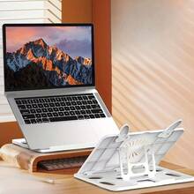 Adjustable Universal Laptop And Tablet Stand, Multi-Angle Ergonomic Lift Stand, Foldable Portable Design, Heat Dissipation And Ventilation, Lightweight White Plastic, Suitable For Office, Drawing, Typing And Desktop Use, Compatible With Most Laptops And Tablets - View 12
