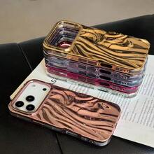 Electroplated Wavy Smooth Pink Phone Case For IPhone 17 Pro Max/17 Pro/17/16 Pro Max/16/16 Pro/15/15 Pro Max/15 Pro/13/14 Pro Max/13 Pro/13 Pro Max/14 Pro/14 Pro Max, Minimalist Creative Soft Shell - Rose Gold - View 6