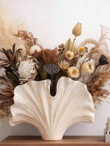 1pc French Retro Almond Leaf Vase, Niche Design, Unique Art Vase, Homestay Living Room Craft Ornament. - Vase - View 7