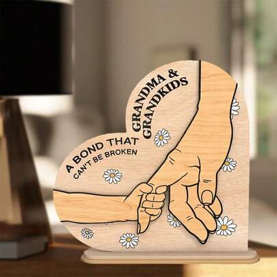 1pc Elegant Wooden Mother's Day Gift, Classic Design, Suitable For Moms And Grandmas, Ideal Home Decor, Mother's Day Celebration Decoration | Durable Plaque, Holiday Gift, Home Accessory