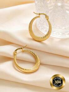 2 Stück/Set modische Damen Gold Creolen - Hypoallergene kreisförmige Ohrringe, stilvolle goldene Ohrringe, perfekte goldene Creolen für Frauen, Geburtstagsgeschenkidee, Sommer Mode Schmuckgeschenk, geeignet für den täglichen Casual Stil - Gold - Übersicht 2