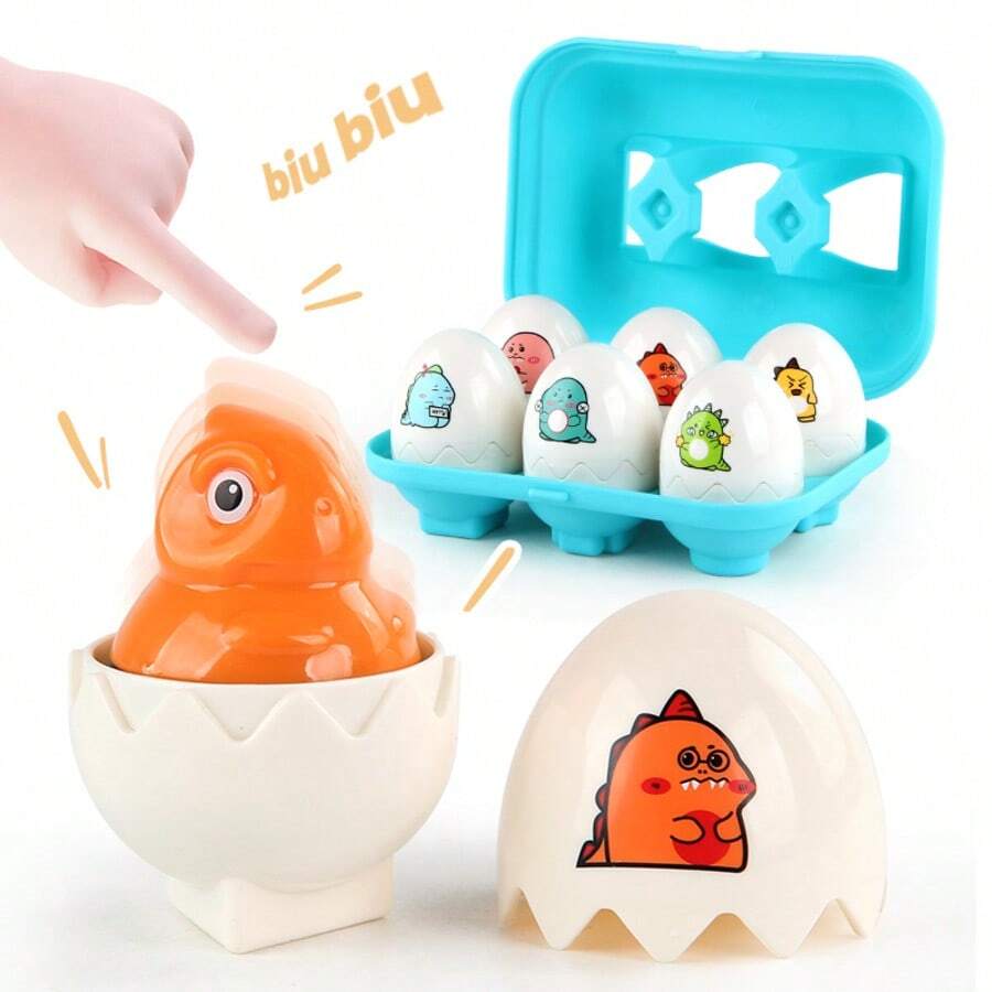 6-Piece Smart Egg Toys, Educational Shape Sorting Matching Set, Press To Sound, Early Learning Cognitive Development Toy For Toddler, Hand-Eye Coordination, Educational Toys, Easter Egg Toys For Infant Boys Girls (Some Accessories Colors Are Randomly Shippe)