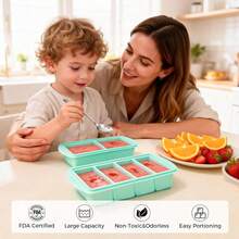 Freezer Trays With Lid For Soup, Leak-Proof Large Capacity Freezer Silicone Molds, Freezable 125/250mL Portions, With 1 Ice CubeTtray Mold, For Freezing Stews, Soups, Food Storage (Gre1en) - Gre1en - View 10