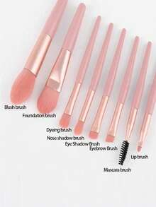 8件套高品质化妆刷套装，便携式遮瑕粉底刷套装，柔软毛化妆眼影工具 - 彩色 - 查看 7