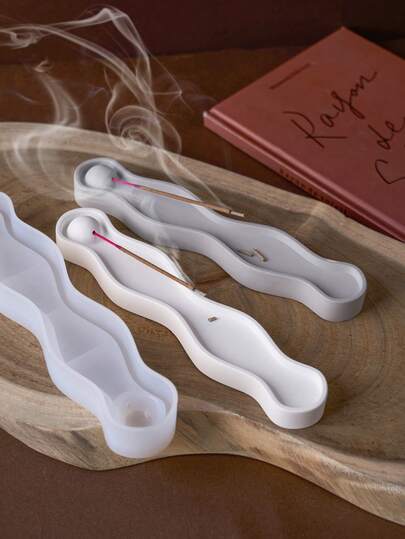 波浪形香炉硅胶模具，家居装饰，房间装饰，桌面装饰，手工香薰蜡烛烛台模具，DIY环氧树脂石膏禅意睡眠香炉烛台模具，送给女性/闺蜜的礼物，DIY礼物