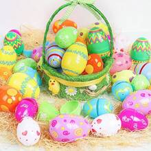 6pcs/12pcs Golden Colorful Plastic Easter Eggs Fillable Easter Eggs With Bunny & Hop Design For Easter Egg Hunt Party Supplies - Multicolor - View 5