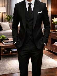 Men's Slim Fit White 3pcs Suit Notch Lapel Formal Suit Set Blazer Vest Pants For Wedding Guest Graduation Party - Hồ Xanh - Xem 2