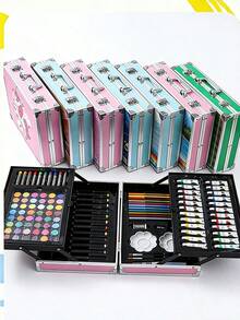 145 Piezas Kit de Arte Maletín Portátil, Juego Completo de Pintura con Acrílico, Gouache, Acuarelas, Plumones, Lápices de Dibujo y Material de Papelería, Set Profesional para Artistas, Estuche Organizador Ideal para Niños, Estudiantes y Principiantes, Regalo Creativo para Dibujo, Manualidades y Actividades Escolares, Suministros de Arte Completos con Todo lo Necesario para Pintar y Dibuja - Café integral - Ver 3