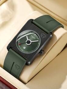 TOMI Men's Square Quartz Watch With Small Seconds Dial, Multi-Color Silicone Strap, Minimalist Fashion Style, Suitable For Daily Commute And Various Holiday Gifts - one-size - View 7