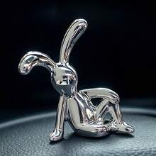 Scandinavian Long-Eared Rabbit Statue Rabbit Ornament Electroplating Crafts Living Room Entryway Car Decoration Home Decorations - A - View 7