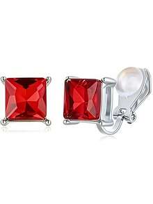 1/10Pairs Versatile AAAAA+ Cubic Zirconia Multi-Shape Clip On Stud Earrings Set For Women Wedding & Daily Wear - Silver - View 16