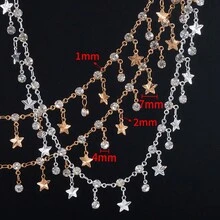 50cm/100cm glasstras pentagram hänge kedja med koppar tofs, lämplig för gör-det-själv armband halsband smyckestillverkning tillbehör - Kopparstjärnkedja - Visa 2
