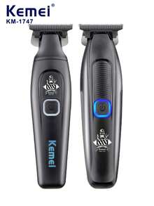 Kemei Bộ dụng cụ cắt tóc KM-1747 bán chạy, máy cắt tóc điện chuyên nghiệp, máy tỉa tóc không dây dùng tại nhà cho nam giới, máy tỉa râu sạc USB, bộ quà tặng, 1 chiếc - màu đen - View 3