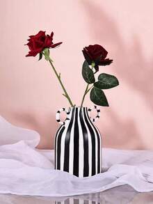 Contemporary Hand-Painted Striped Ceramic Vase - Modern Decorative Flower Vase, Suitable For Home, Dining Table, Living Room, Bedroom And Entrance Hall Decor. Home Vase, Glass Vase - Double-eared Vase - View 8
