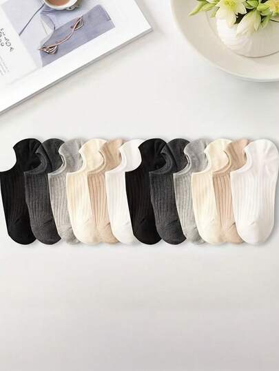 6/12 đôi tất nữ kiểu thuyền màu trơn, thoáng khí, chống trơn trượt, ngắn tay, thích hợp cho mùa xuân và mùa hè.