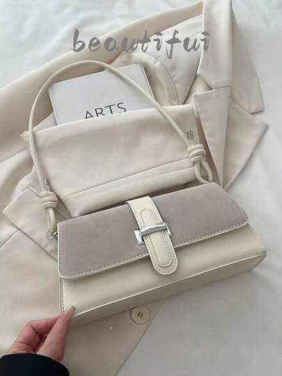 新款时尚金属装饰手提单肩包，适合派对、外出、度假、购物和日常使用，可存放硬币、手机，也适合职业女性、大学生和职场女性作为工作包使用，是一款优雅的女士包。