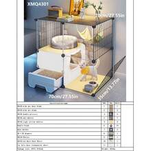 Indoor Cat Cage With Litter Box, 1 Bedroom 1 Bathroom Cat House, Cat Villa - Multicolor - View 10