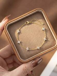 1pc 925 Sterling Silver Lucky Four-Leaf Clover Bracelet, Women's Daily Wear Gift, Festival Gift, Original Design, Charming Retro Party Fine Jewelry - Style 4 - View 5