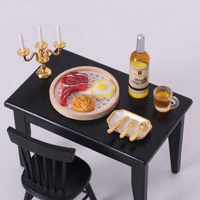 Miniature Food Toy Steak, Pasta, Wine Knife Fork Spoon Model Accessories, Dollhouse Scene Decor, DIY Creative Furniture Accessories, Dollhouse Landscaping, Car/Desktop Ornaments, Dollhouse Decor Blind Bag Accessories, Desktop Ornaments, Dollhouse Accessories, Car Ornaments, Photography Props, Holiday Gifts, Christmas Gifts, Halloween Gifts