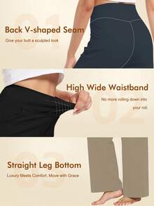 Women's High-Waisted Wide Leg Pants - Ultra Stretchy With Deep Pockets | Perfect For Summer Outfits For Women, Beach Cover-Ups & Vacation Outfits Women - 1pc 黑色 - 查看 4
